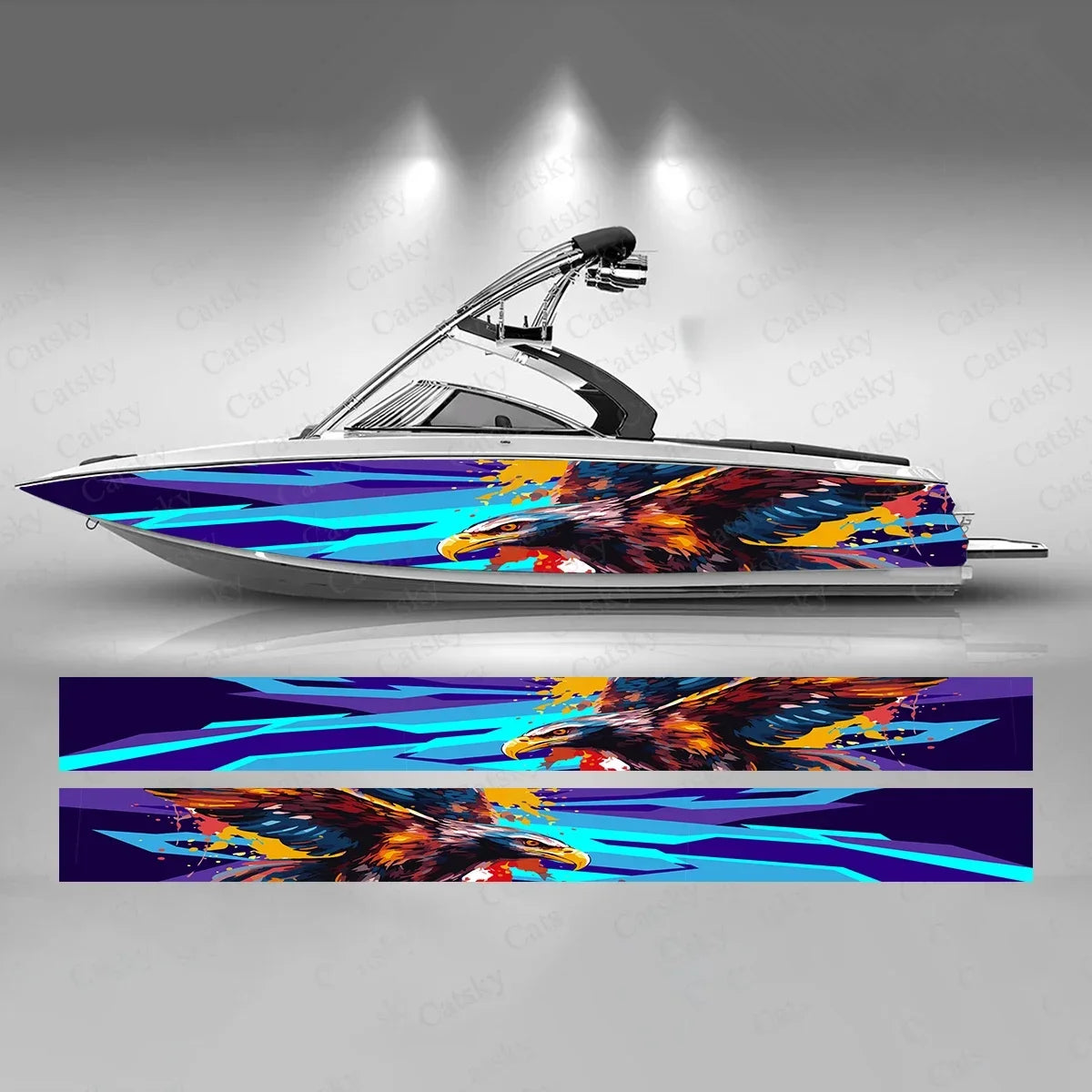 Eagle Colorful Boat Sticker Fashion Custom Fish Boat-Sticker Vinyl Waterproof Boat Wrap Graphic Boat Wrap Decal
