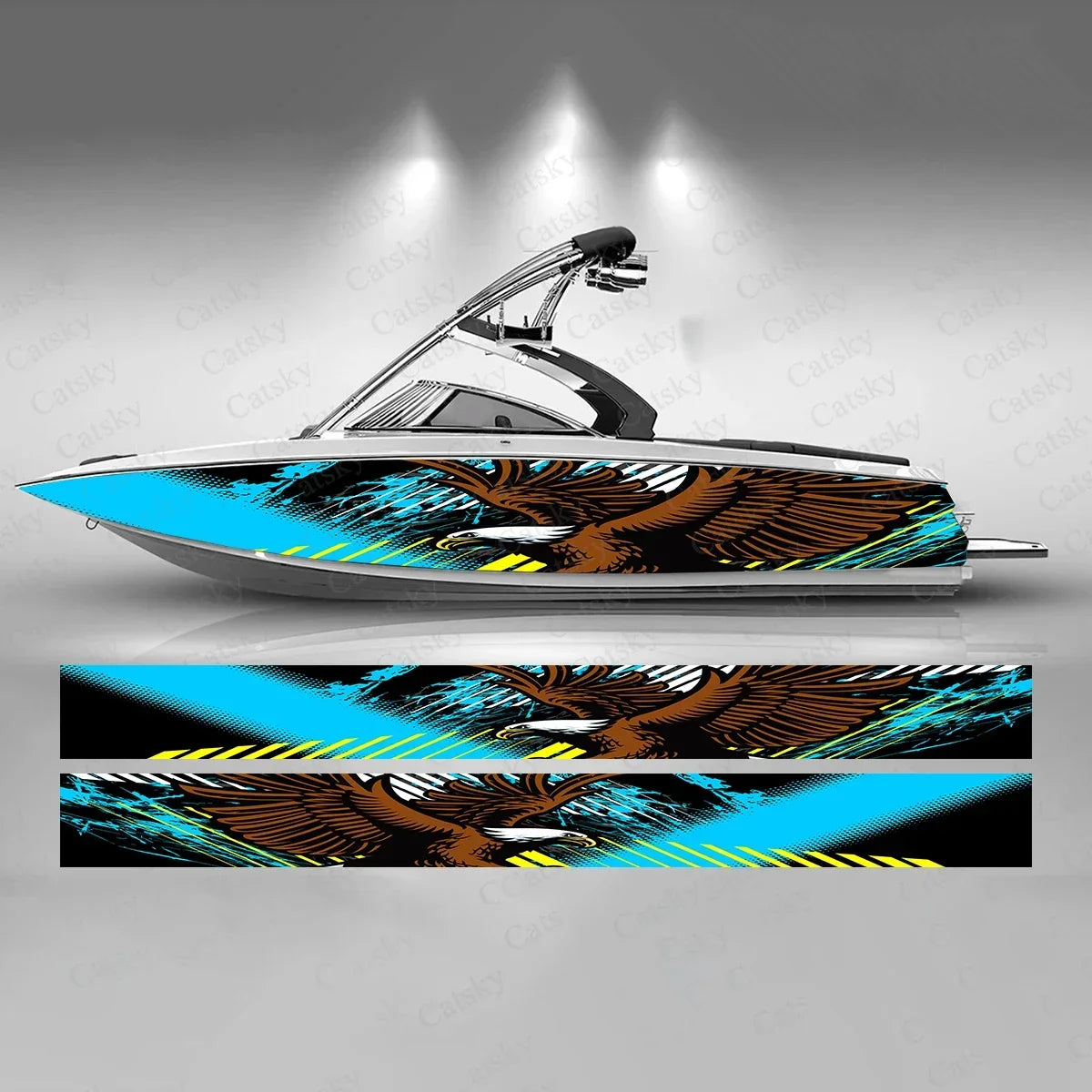 Eagle Colorful Boat Sticker Fashion Custom Fish Boat-Sticker Vinyl Waterproof Boat Wrap Graphic Boat Wrap Decal