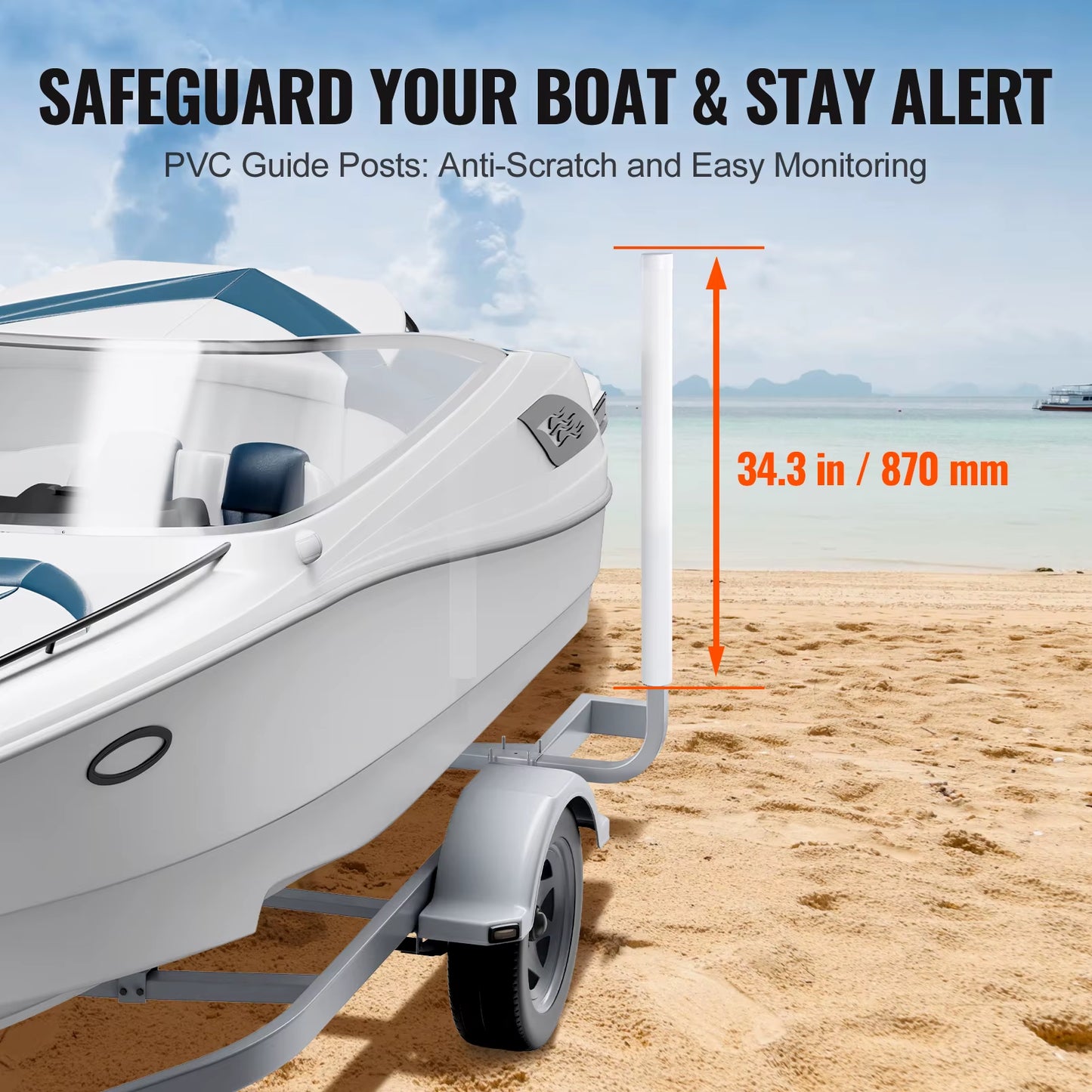 Succebuy Boat Trailer Guide 2PCS Rustproof Galvanized Steel Trailer Guide Ons Trailer Guides with PVC Pipes for Boat