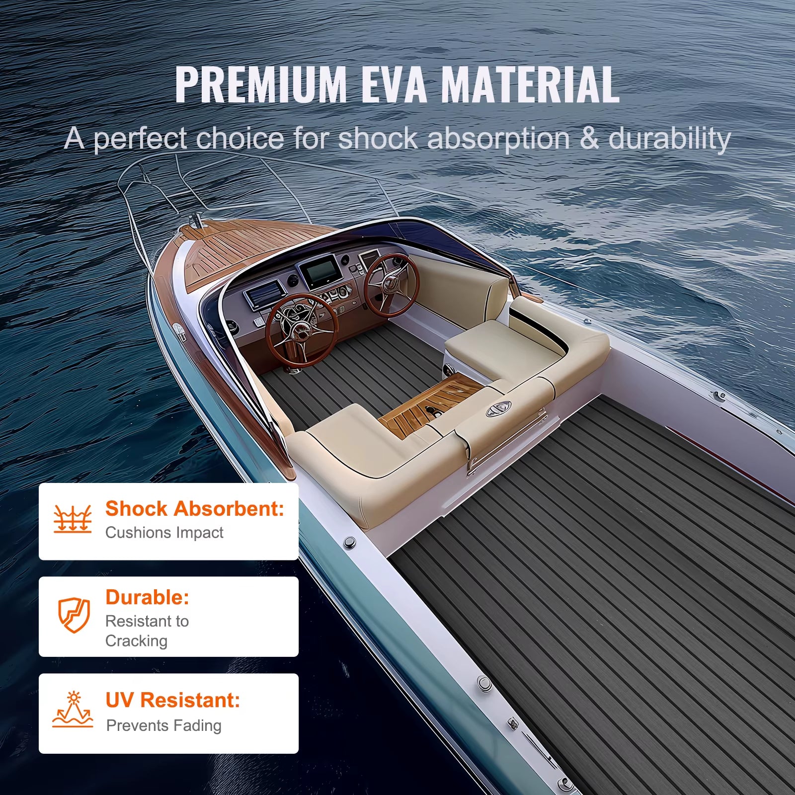 Boat Flooringeva Foam Boat Decking 94.5X17.7 Inch Non-Slip Self-Adhesive Flooring for Boats Yacht Pontoon Kayak Decking