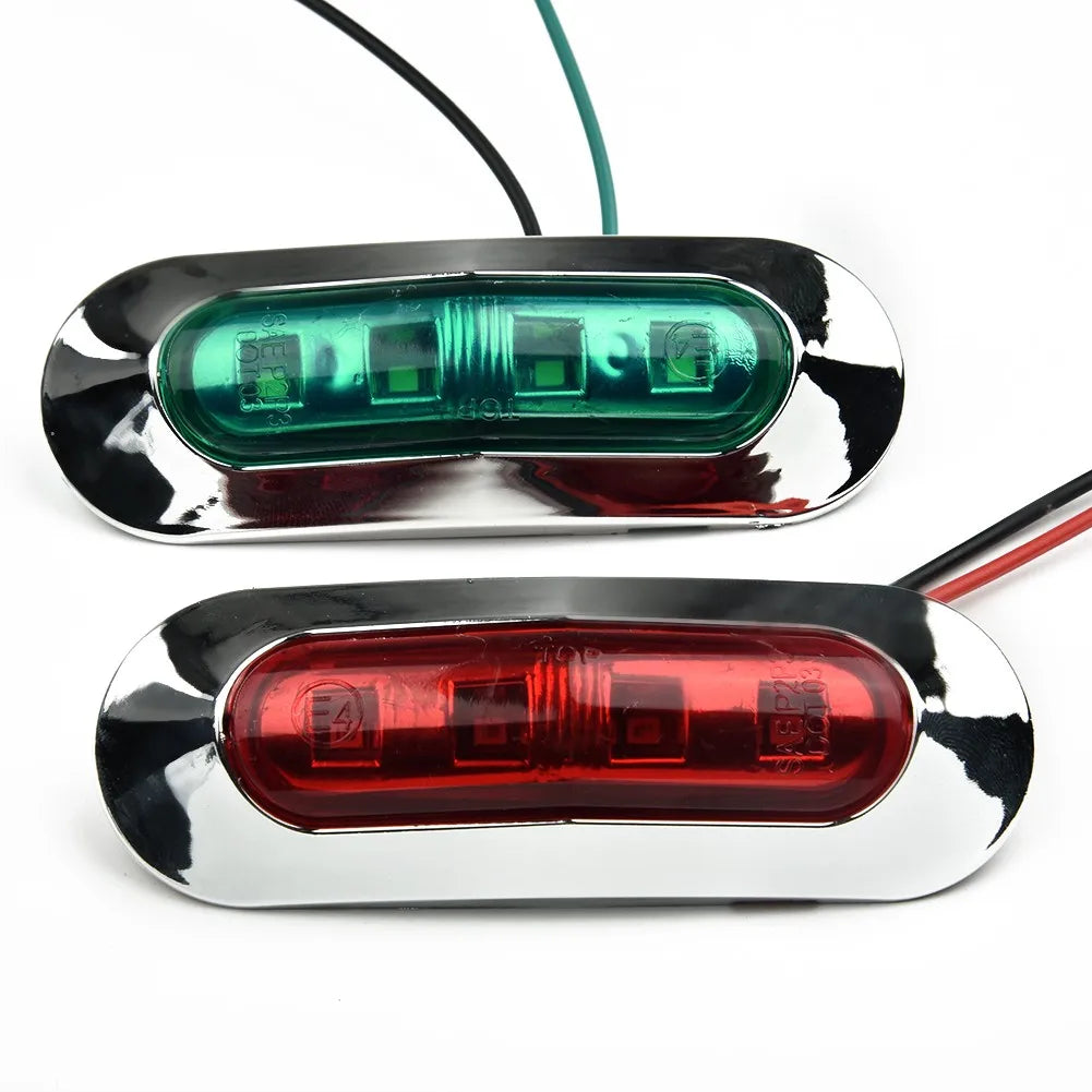 2X Red Green LED Boats Navigation Light Deck Waterproof Bow Pontoon Light 12-24V 1000-3000K for Led Boats Navigation Light
