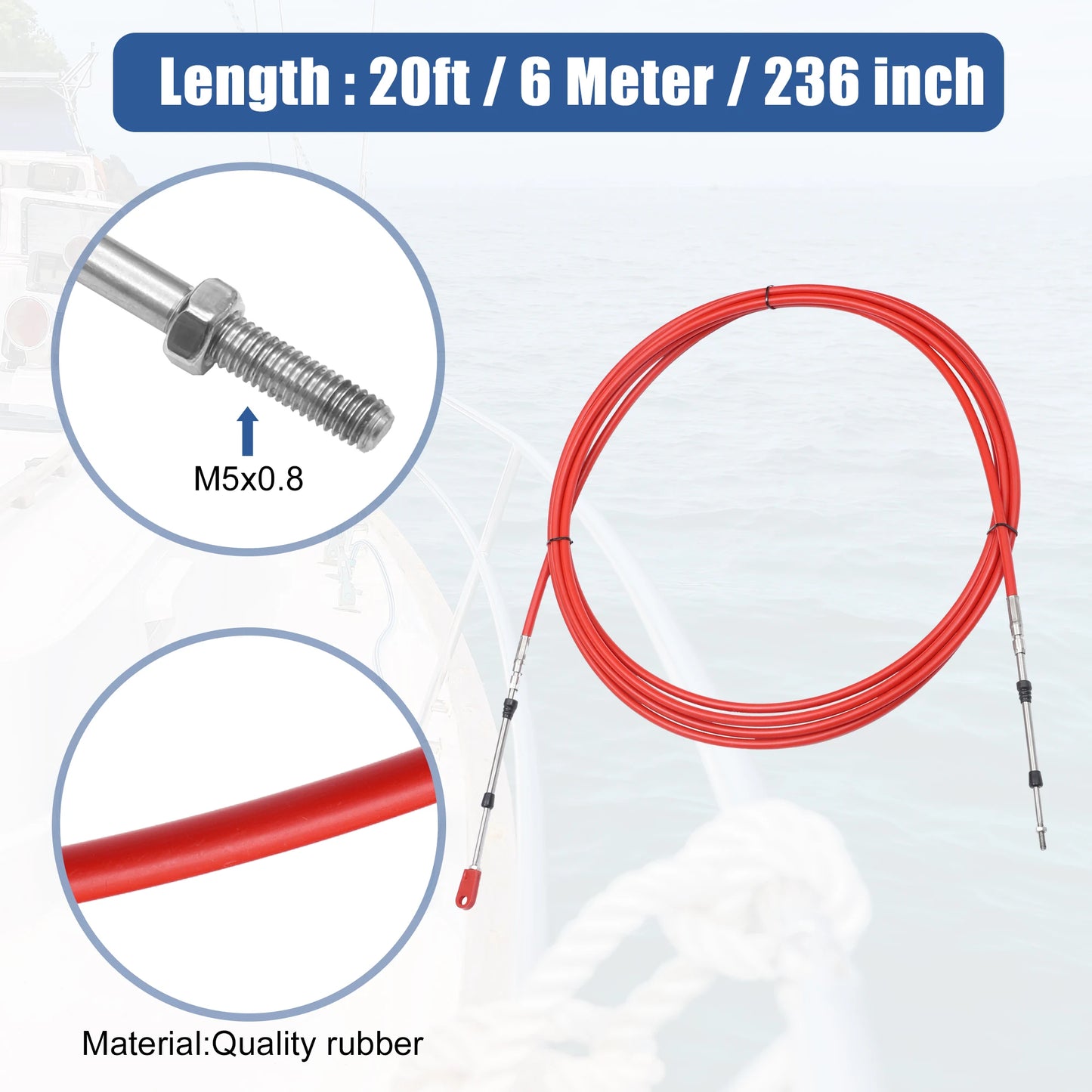 Motoforti 1-2pcs 10ft -24ft Marine Type 3300/33C Throttle Shift Remote Control Box Cable w/ Clevis for Yamaha Outboard Engine