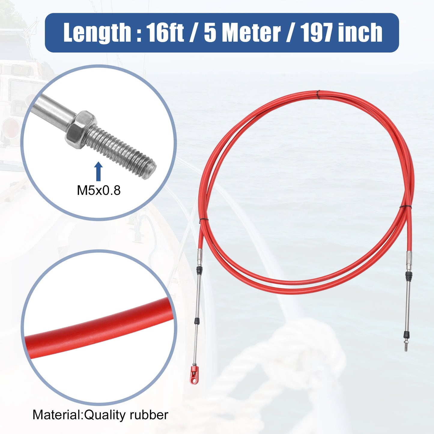 Motoforti 1-2pcs 10ft -24ft Marine Type 3300/33C Throttle Shift Remote Control Box Cable w/ Clevis for Yamaha Outboard Engine