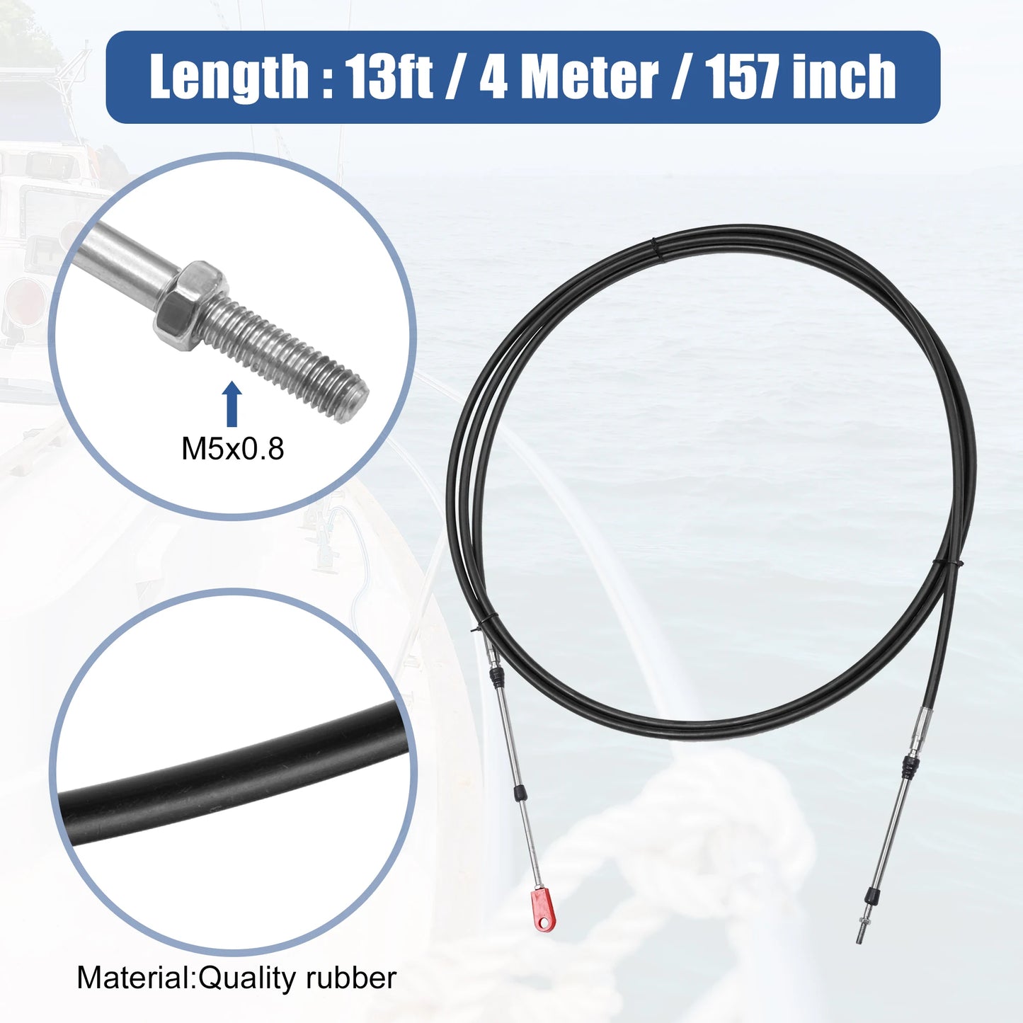 Motoforti 1-2pcs 10ft -24ft Marine Type 3300/33C Throttle Shift Remote Control Box Cable w/ Clevis for Yamaha Outboard Engine