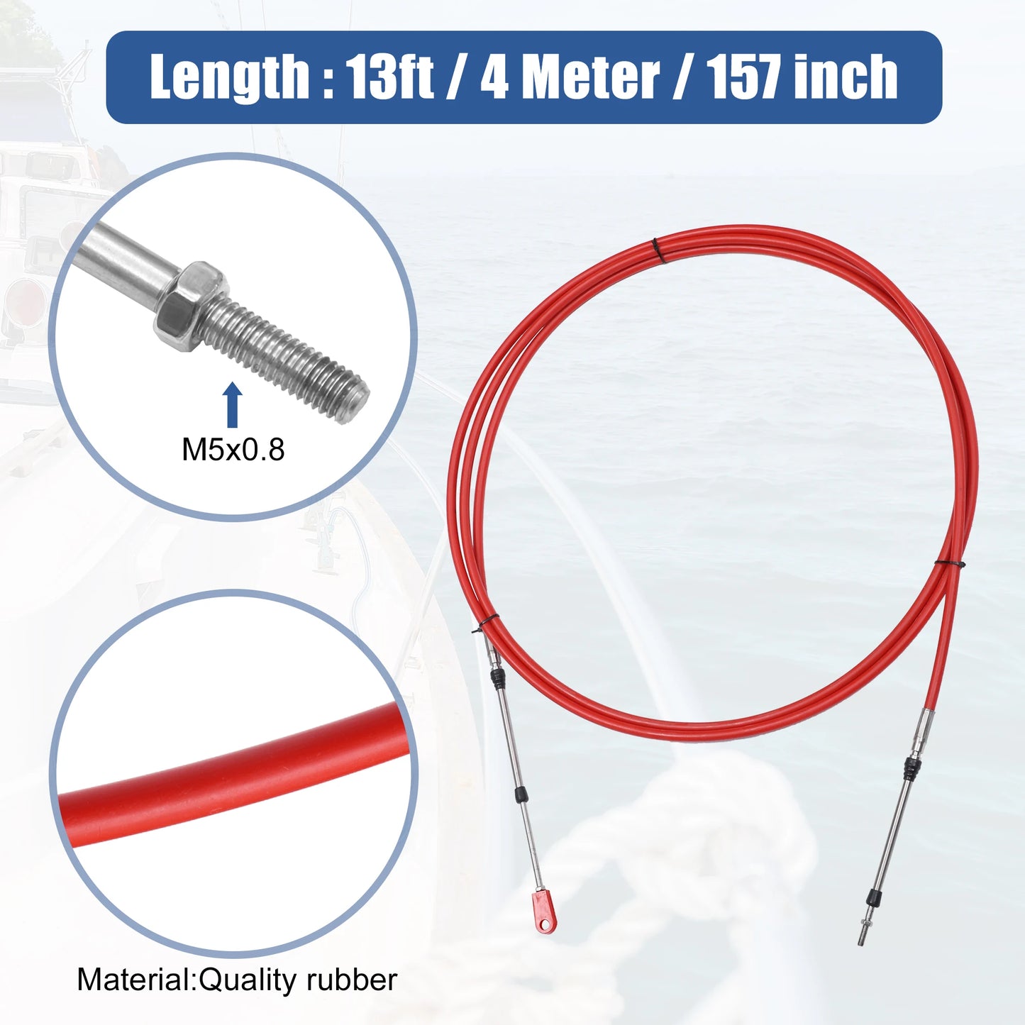 Motoforti 1-2pcs 10ft -24ft Marine Type 3300/33C Throttle Shift Remote Control Box Cable w/ Clevis for Yamaha Outboard Engine