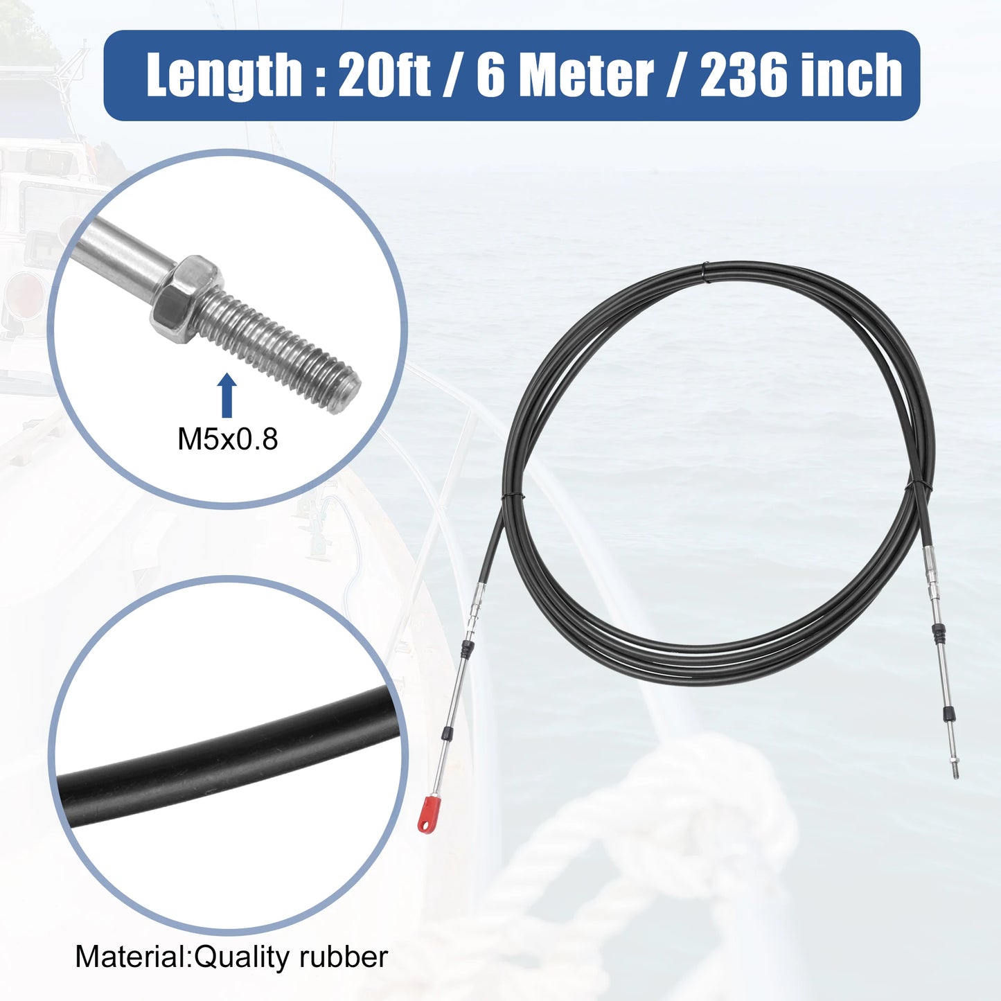 Motoforti 1-2pcs 10ft -24ft Marine Type 3300/33C Throttle Shift Remote Control Box Cable w/ Clevis for Yamaha Outboard Engine