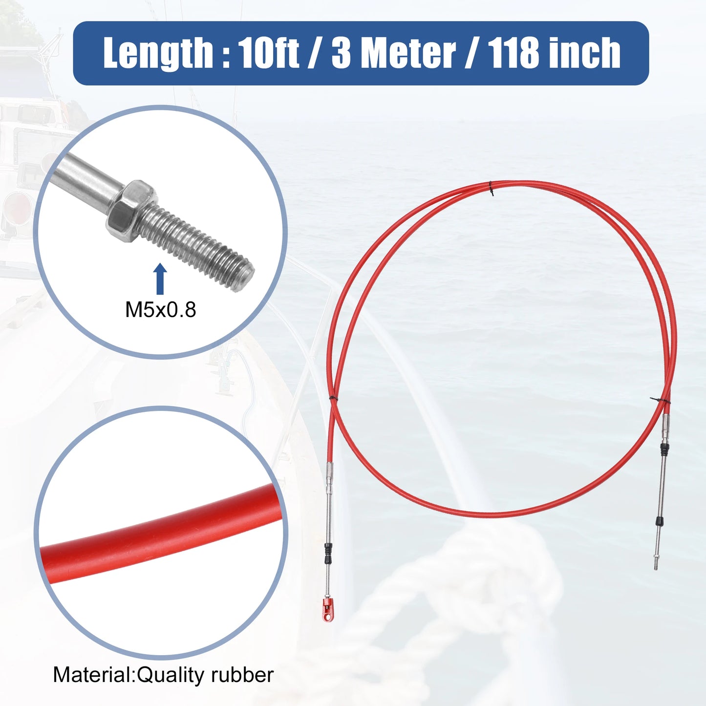 Motoforti 1-2pcs 10ft -24ft Marine Type 3300/33C Throttle Shift Remote Control Box Cable w/ Clevis for Yamaha Outboard Engine