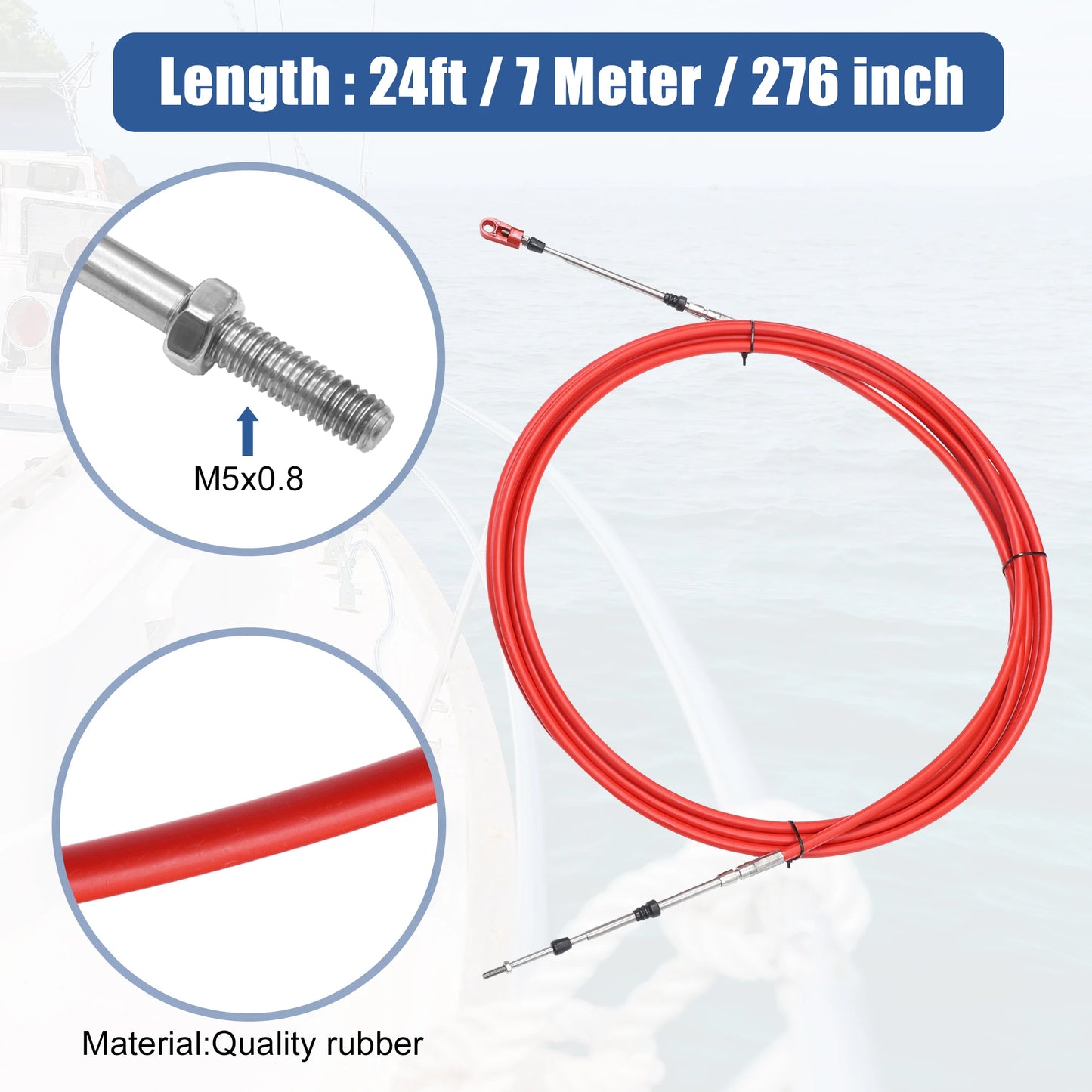 Motoforti 1-2pcs 10ft -24ft Marine Type 3300/33C Throttle Shift Remote Control Box Cable w/ Clevis for Yamaha Outboard Engine