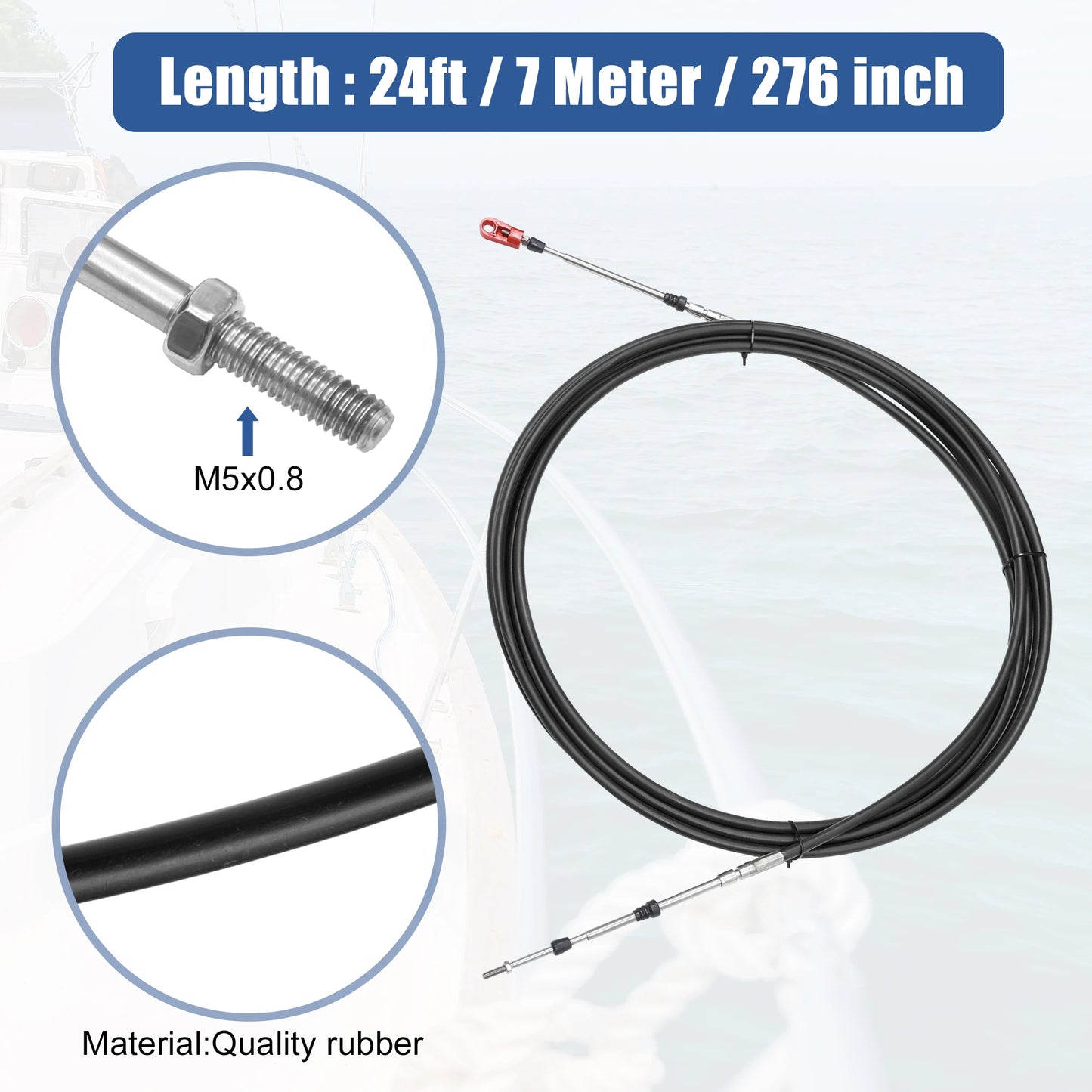 Motoforti 1-2pcs 10ft -24ft Marine Type 3300/33C Throttle Shift Remote Control Box Cable w/ Clevis for Yamaha Outboard Engine