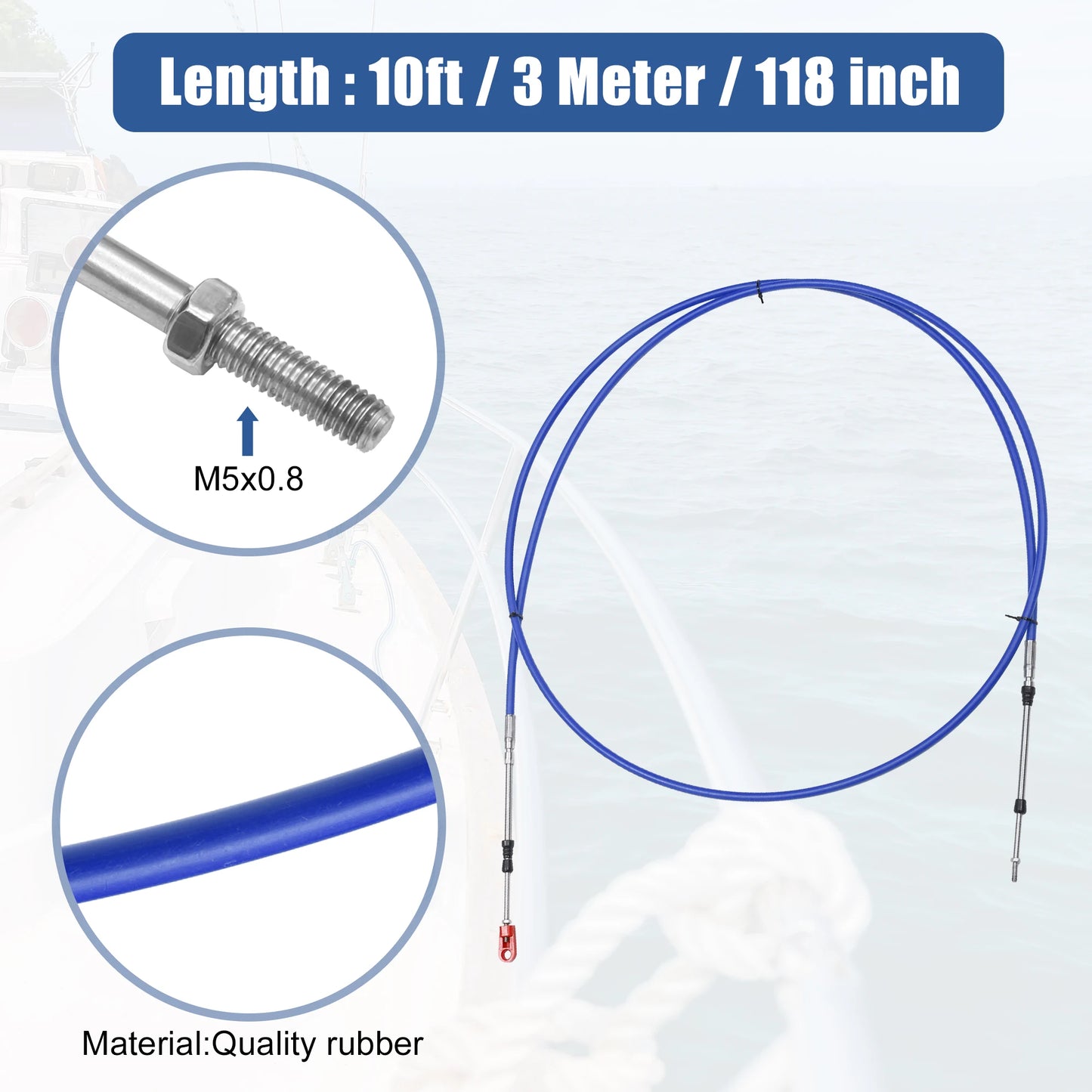 Motoforti 1-2pcs 10ft -24ft Marine Type 3300/33C Throttle Shift Remote Control Box Cable w/ Clevis for Yamaha Outboard Engine