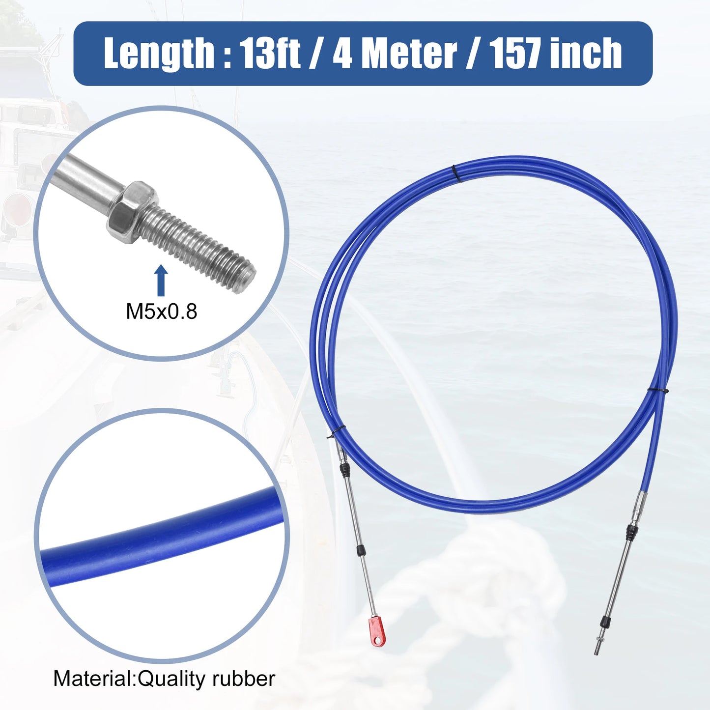 Motoforti 1-2pcs 10ft -24ft Marine Type 3300/33C Throttle Shift Remote Control Box Cable w/ Clevis for Yamaha Outboard Engine