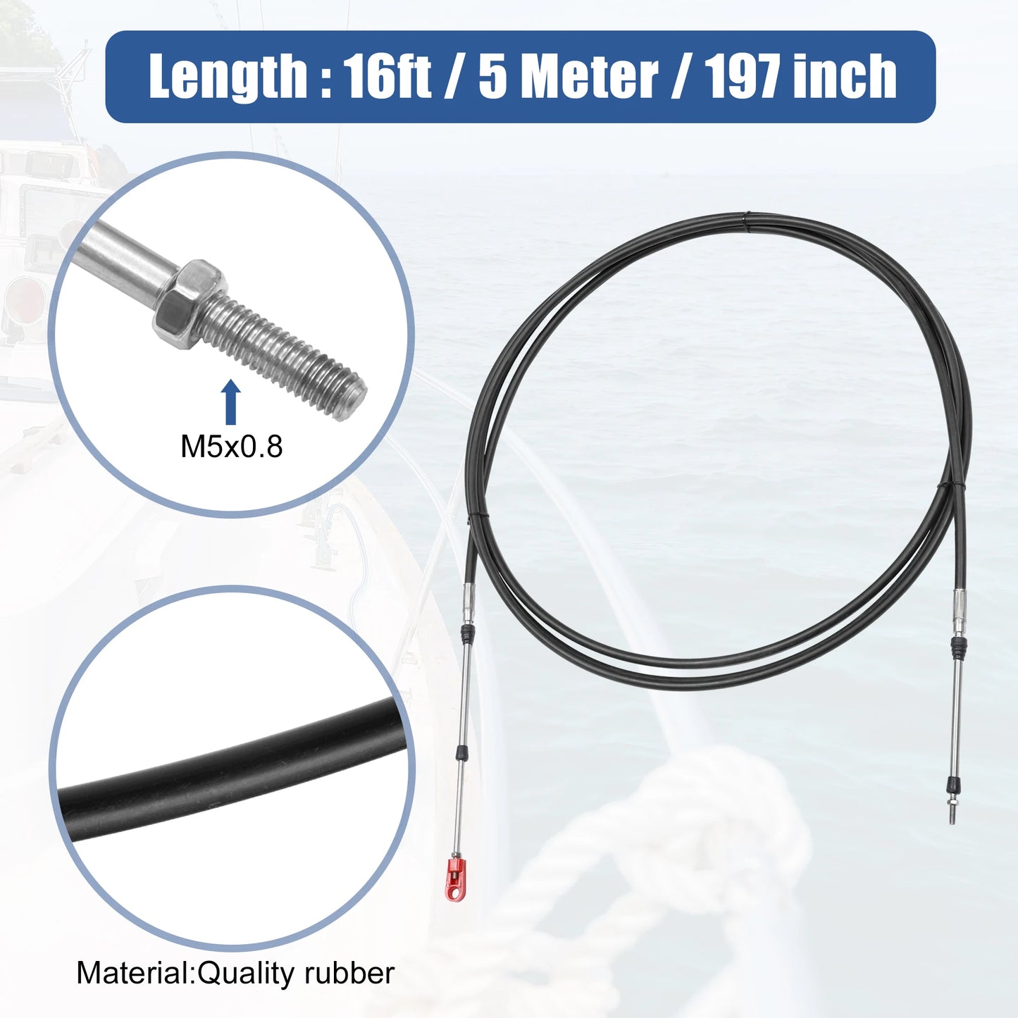Motoforti 1-2pcs 10ft -24ft Marine Type 3300/33C Throttle Shift Remote Control Box Cable w/ Clevis for Yamaha Outboard Engine