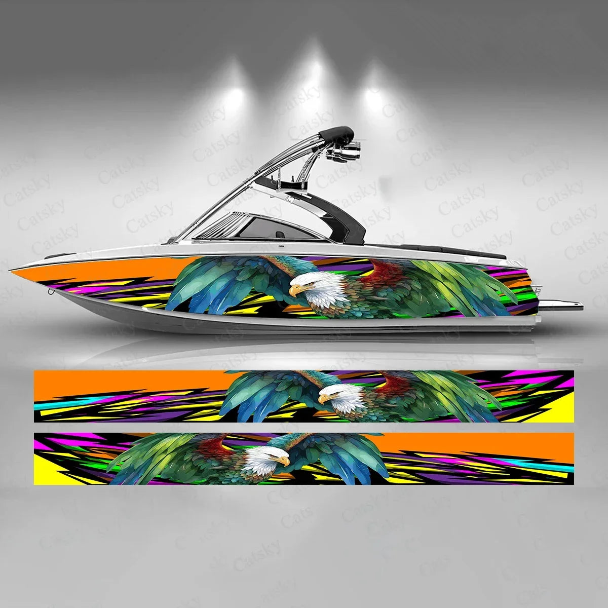 Eagle Colorful Boat Sticker Fashion Custom Fish Boat-Sticker Vinyl Waterproof Boat Wrap Graphic Boat Wrap Decal