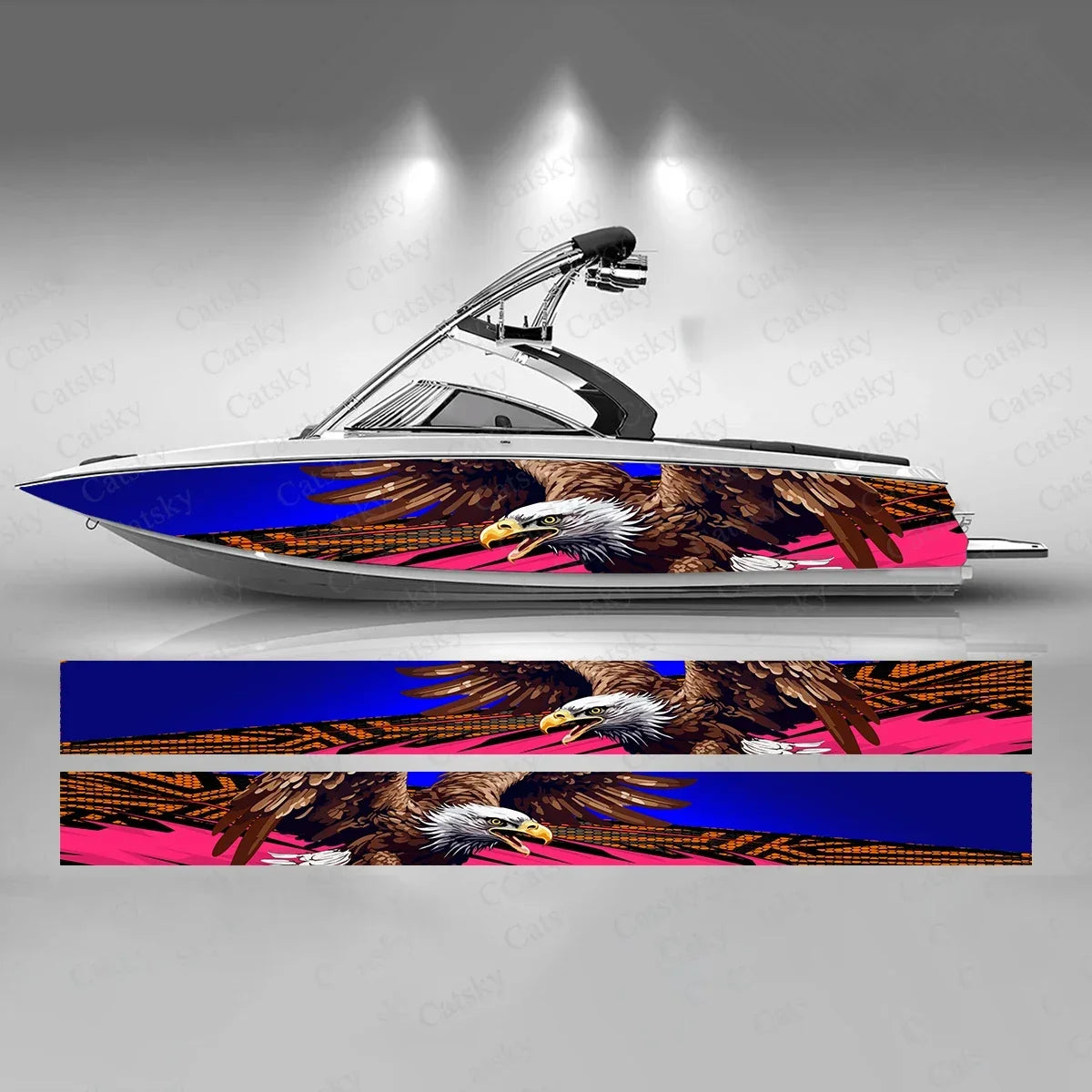 Eagle Colorful Boat Sticker Fashion Custom Fish Boat-Sticker Vinyl Waterproof Boat Wrap Graphic Boat Wrap Decal