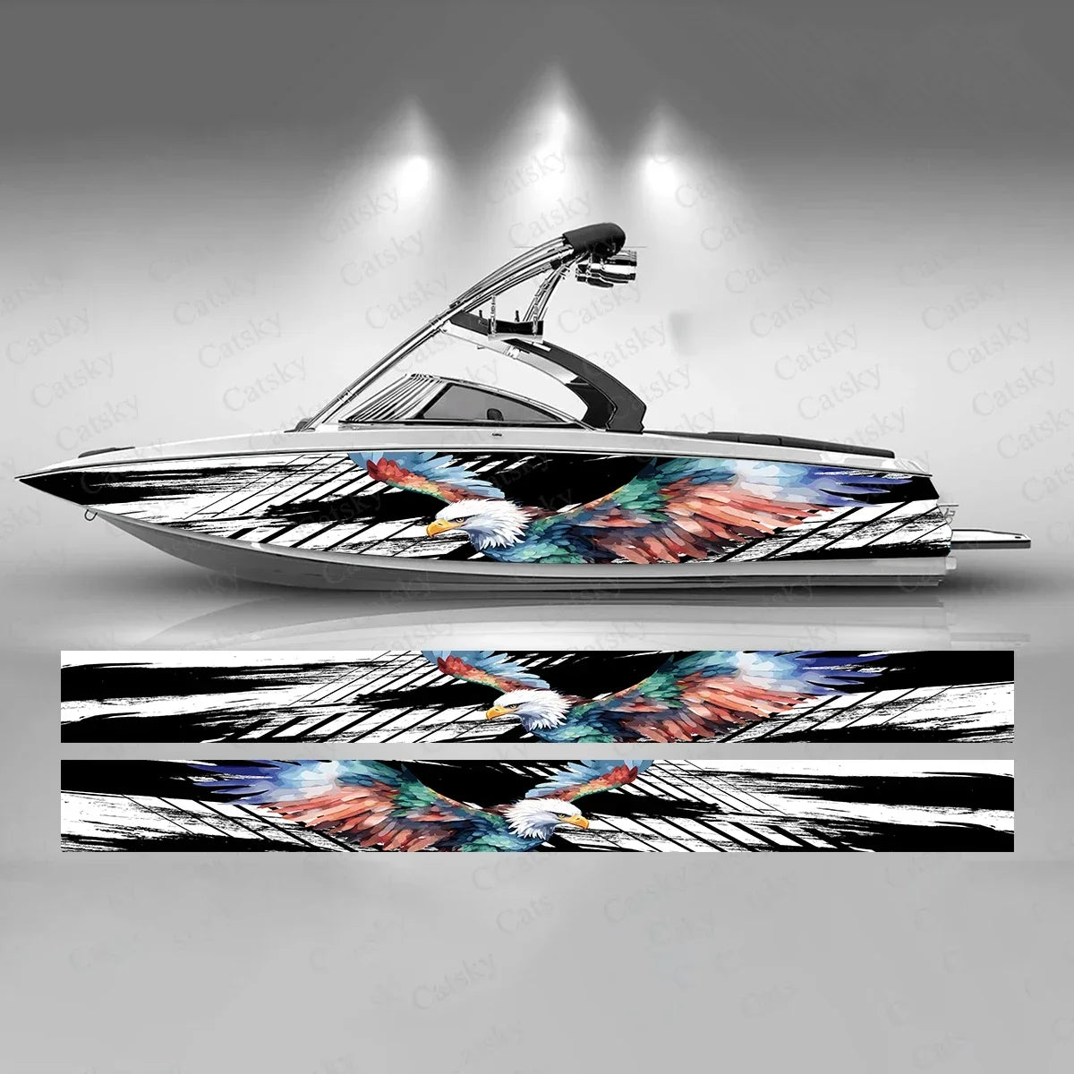 Eagle Colorful Boat Sticker Fashion Custom Fish Boat-Sticker Vinyl Waterproof Boat Wrap Graphic Boat Wrap Decal
