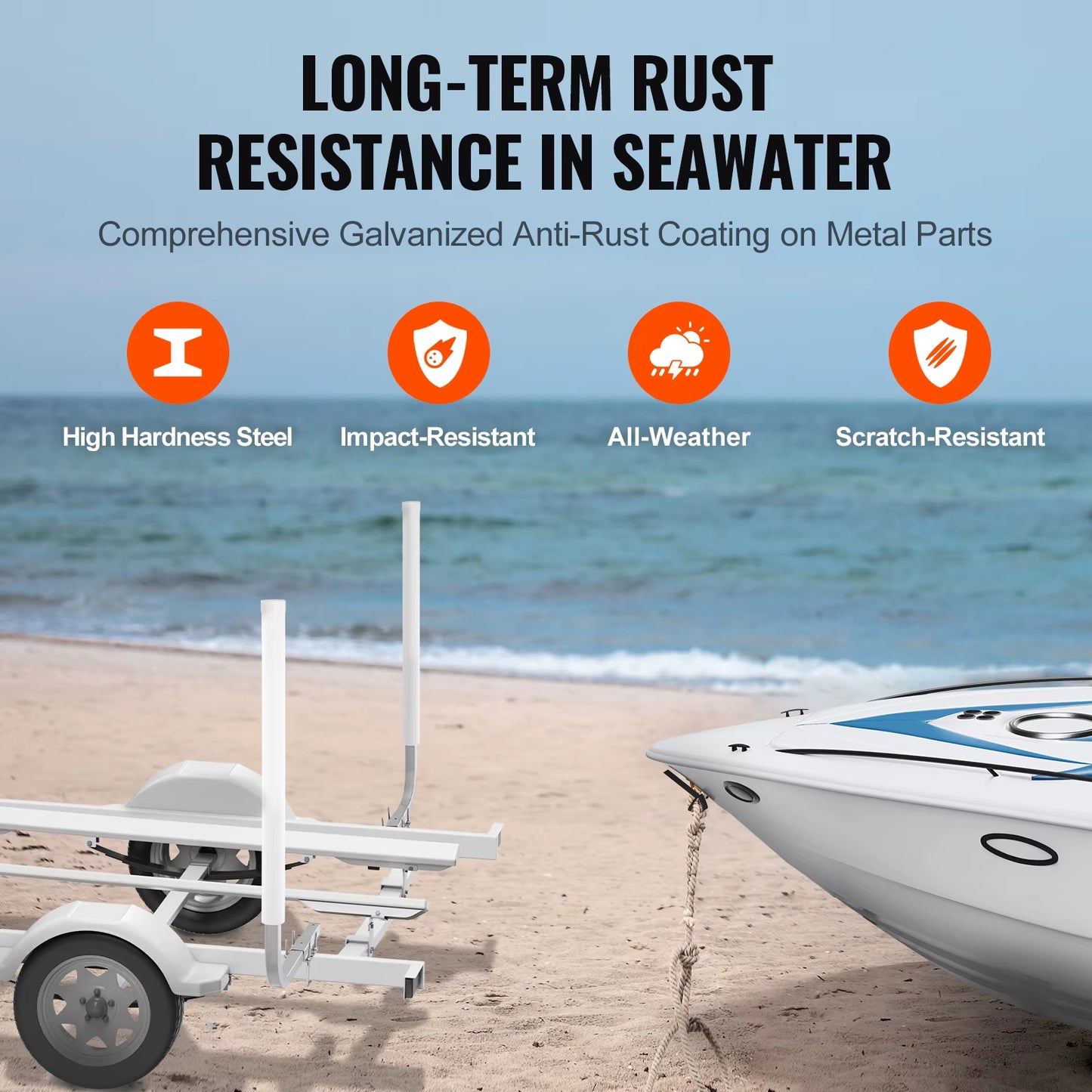 Succebuy Boat Trailer Guide 2PCS Rustproof Galvanized Steel Trailer Guide Ons Trailer Guides with PVC Pipes for Boat