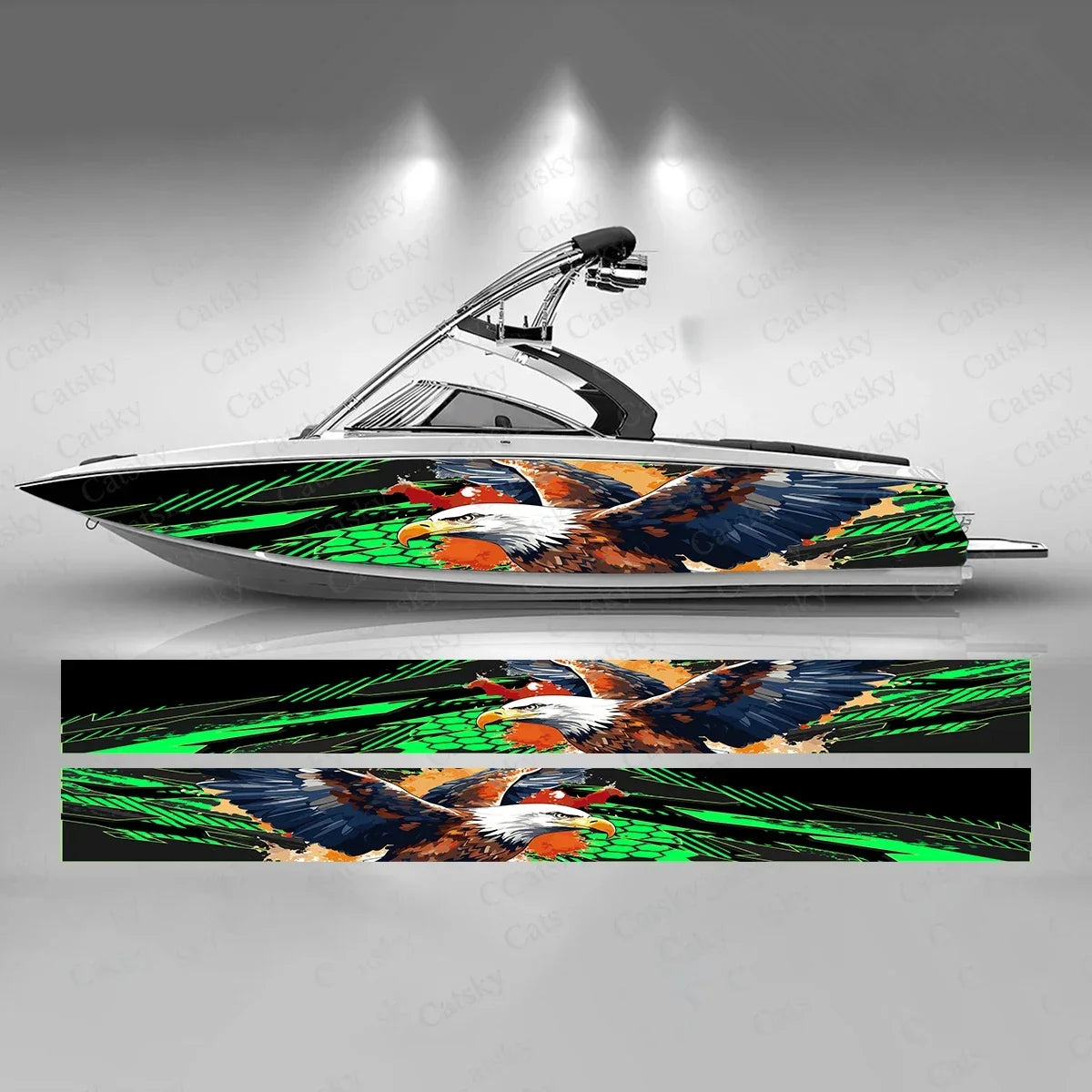 Eagle Colorful Boat Sticker Fashion Custom Fish Boat-Sticker Vinyl Waterproof Boat Wrap Graphic Boat Wrap Decal