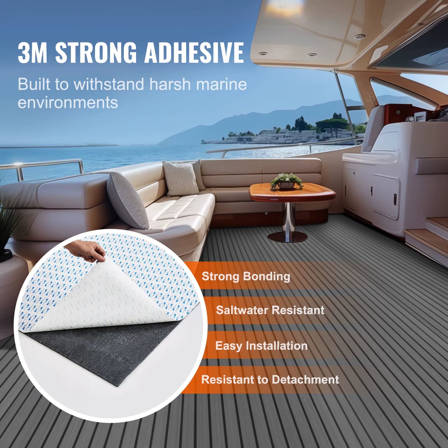 Boat Flooringeva Foam Boat Decking 94.5X17.7 Inch Non-Slip Self-Adhesive Flooring for Boats Yacht Pontoon Kayak Decking