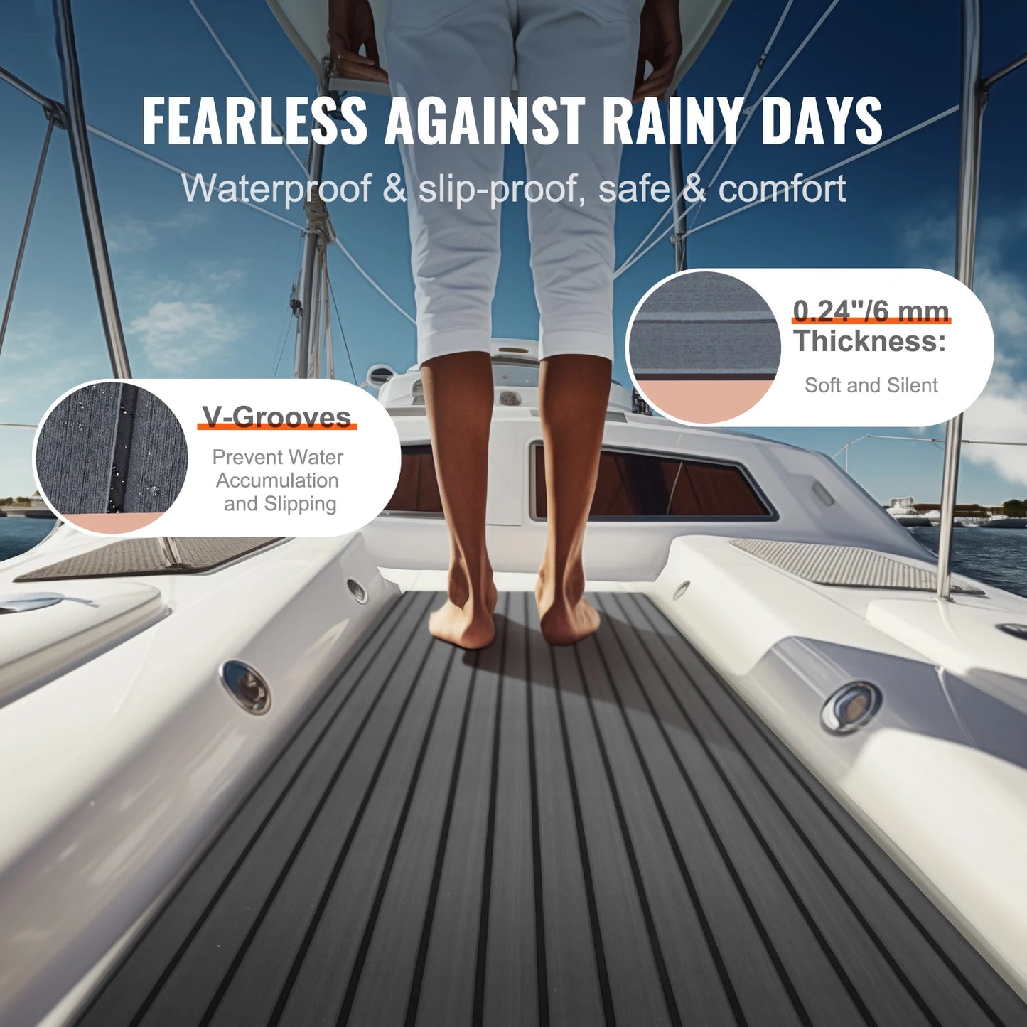 Boat Flooringeva Foam Boat Decking 94.5X17.7 Inch Non-Slip Self-Adhesive Flooring for Boats Yacht Pontoon Kayak Decking