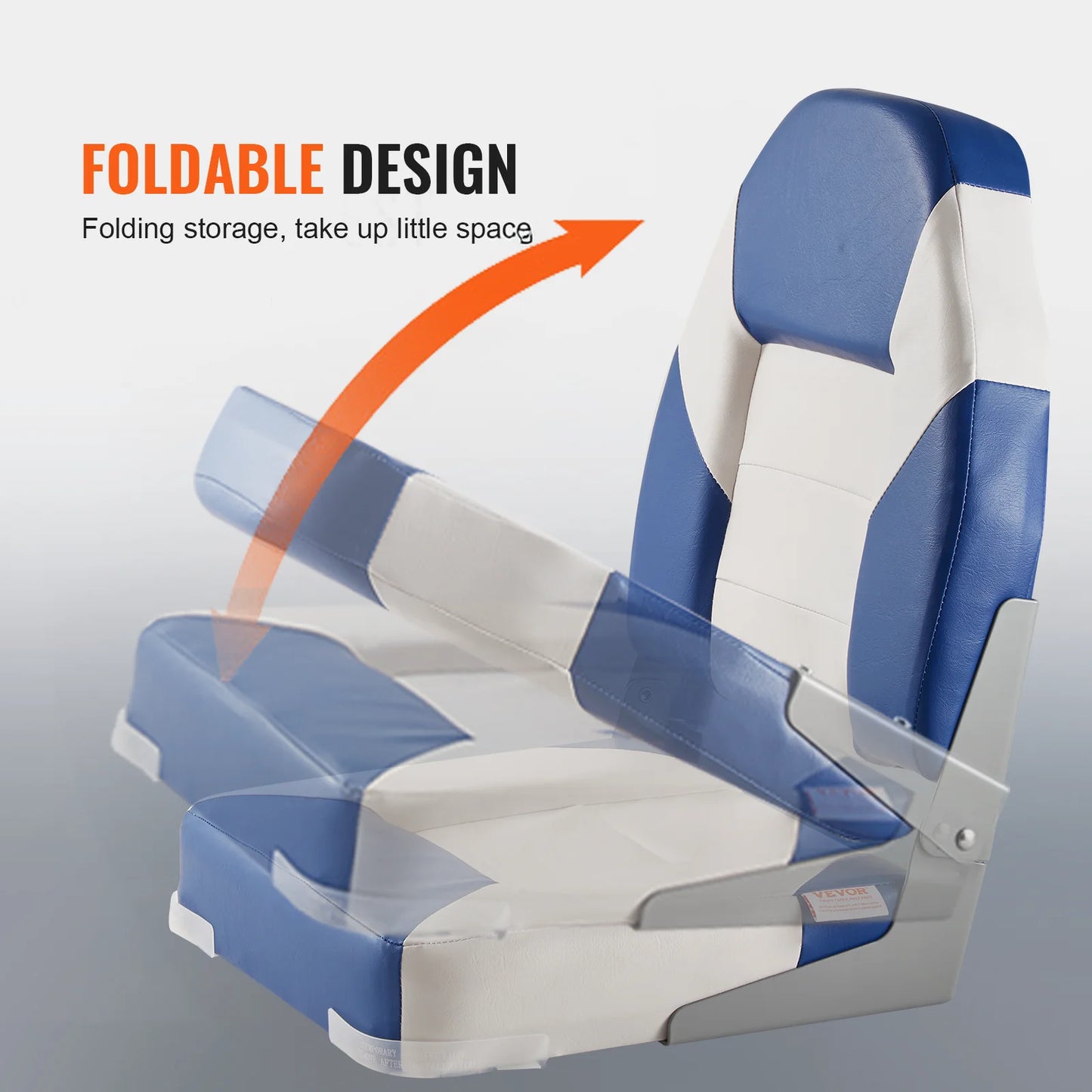 Succebuy 21.85" High Back Boat Seat Folding Boat Chair with Thickened Sponge Padding Fold-Down Boat Captain Chairs 2-Pack