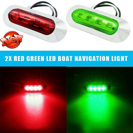 2X Red Green LED Boats Navigation Light Deck Waterproof Bow Pontoon Light 12-24V 1000-3000K for Led Boats Navigation Light