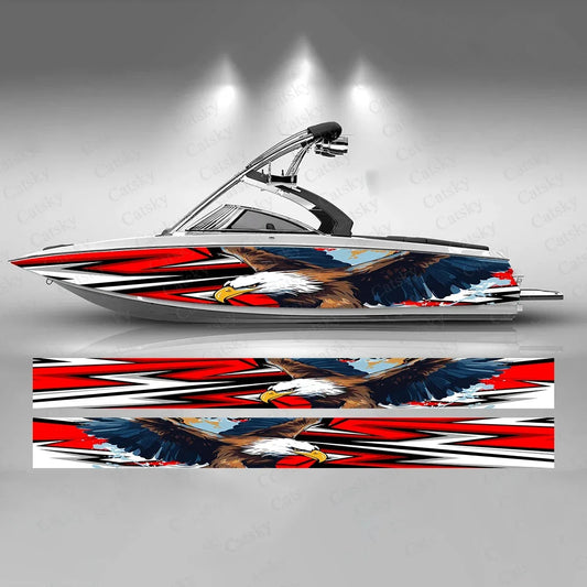 Eagle Colorful Boat Sticker Fashion Custom Fish Boat-Sticker Vinyl Waterproof Boat Wrap Graphic Boat Wrap Decal