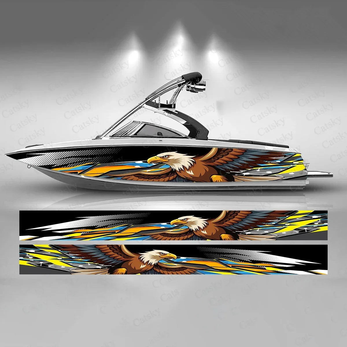 Eagle Colorful Boat Sticker Fashion Custom Fish Boat-Sticker Vinyl Waterproof Boat Wrap Graphic Boat Wrap Decal