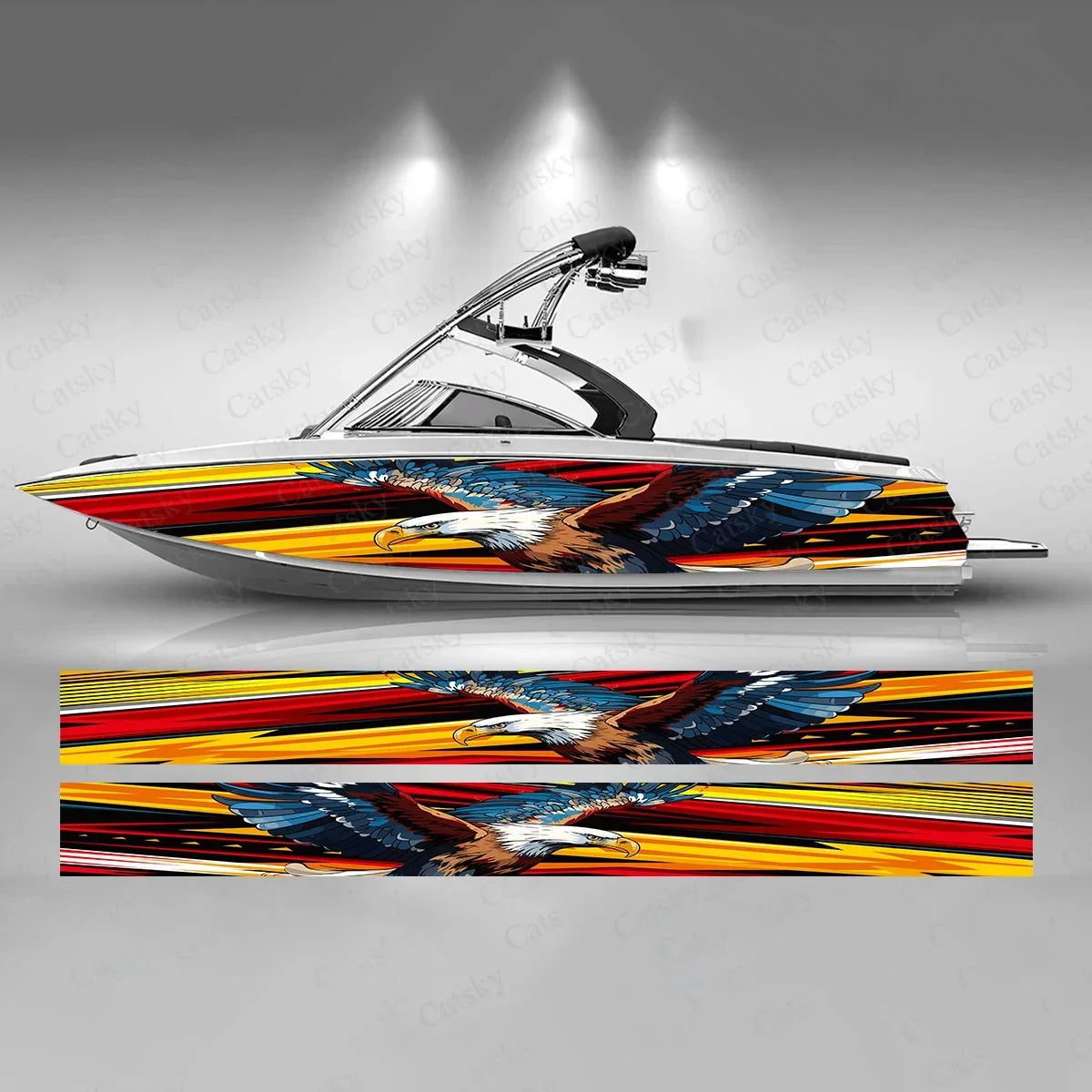 Eagle Colorful Boat Sticker Fashion Custom Fish Boat-Sticker Vinyl Waterproof Boat Wrap Graphic Boat Wrap Decal
